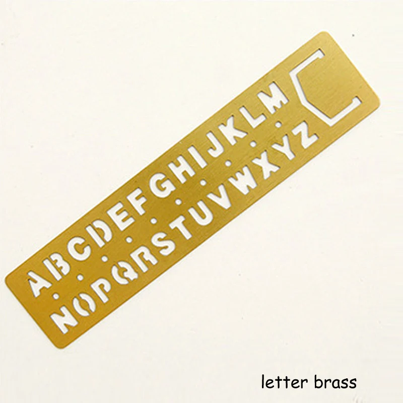 letter brass Тиснение металлический шаблон многофункциональные шаблоны веб-линейка Скрапбукинг письмо трафарет из нержавеющей стали DIY веб-линейка 1 шт - Цвет: letter brass