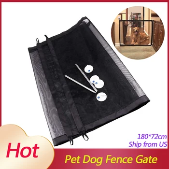 

1.8m Black Foldable Mesh Pet Dog Fence Gate Safe Guard Portable Kids & Pets Safety Door Guard Puerta Para Perro