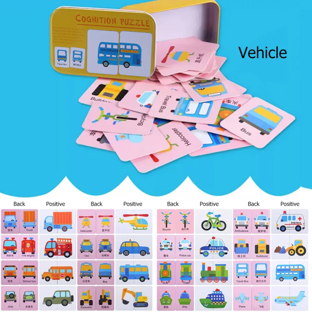 Совпадающая игра когнитивные карточки детские развивающие игрушки, мозаика монтажные карточки железный ящик игрушки для детей развивающие игрушки