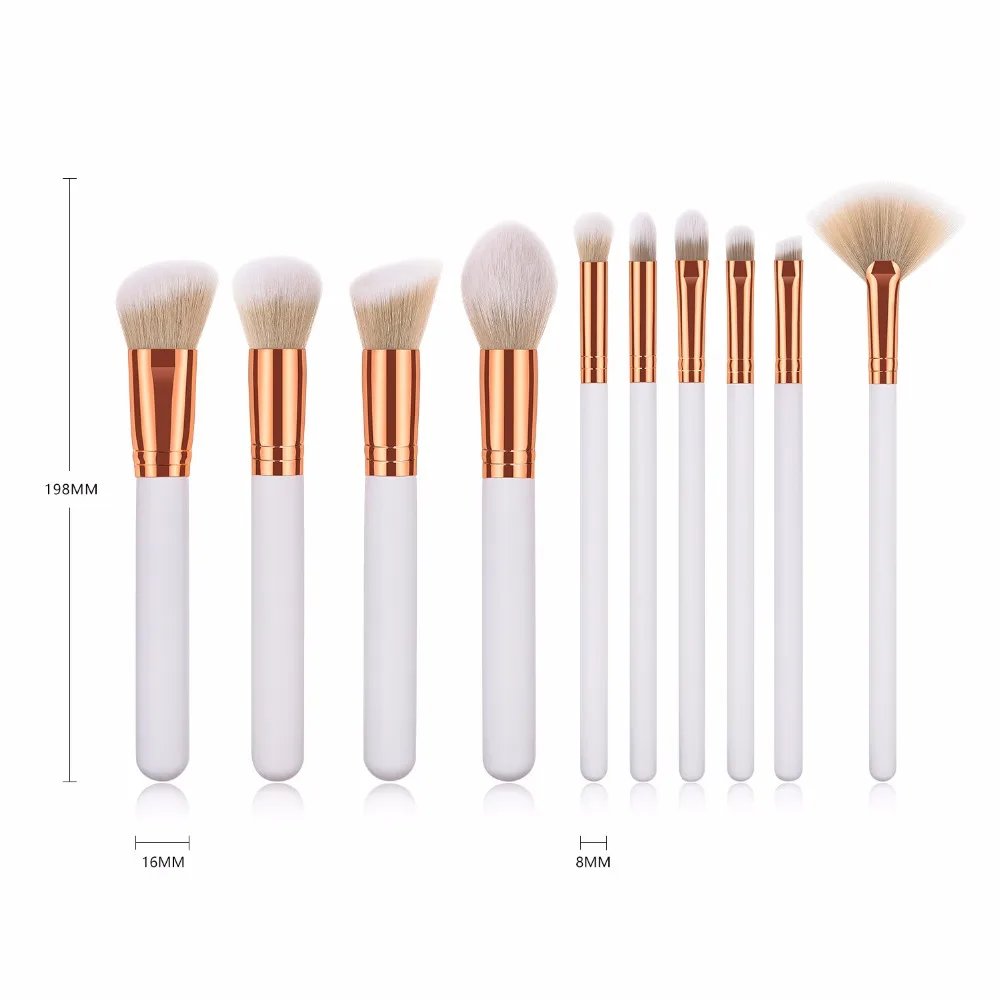 Elegant White Full set Makeup Brushes Powder Foundation Eyeshadow Make Up Brushes Set Cosmetic Brushes Soft Synthetic Hair