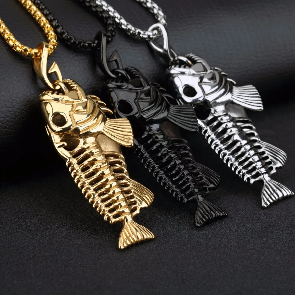 Fashion Men's Jewelry Boy Fish Bone 