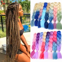 

Christmas Rainbow 24Inch Synthetic Braiding Hair Pure Color Jumbo Crochet Hair Extensions High Heat Fibre Freetress Braids Hair