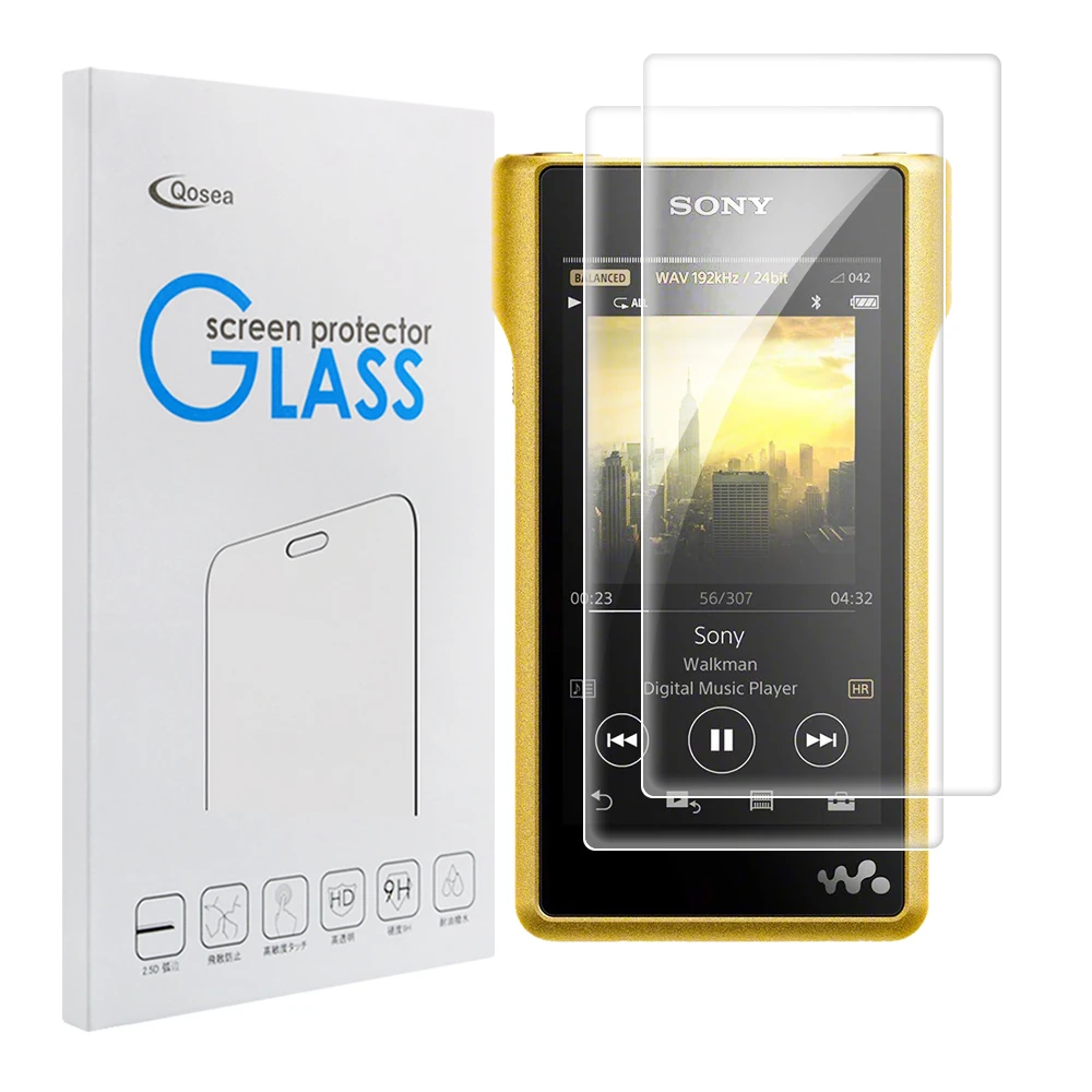 

[2 Pcs] Qosea Tempered Glass For Sony Walkman NW-WM1Z Walkman MP3 MP4 Screen Protector 9H Clear Transparent Film Explosion-proof