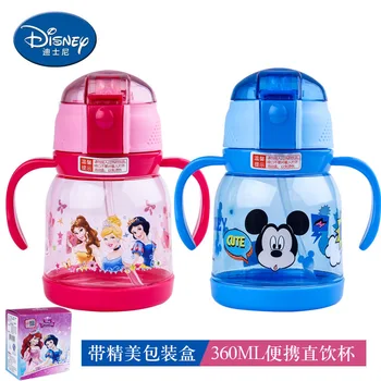

Disney mini cups baby child water bottle straw cup kindergarten handle milk bottles Sophia Mickey Princess marvel plastic safety