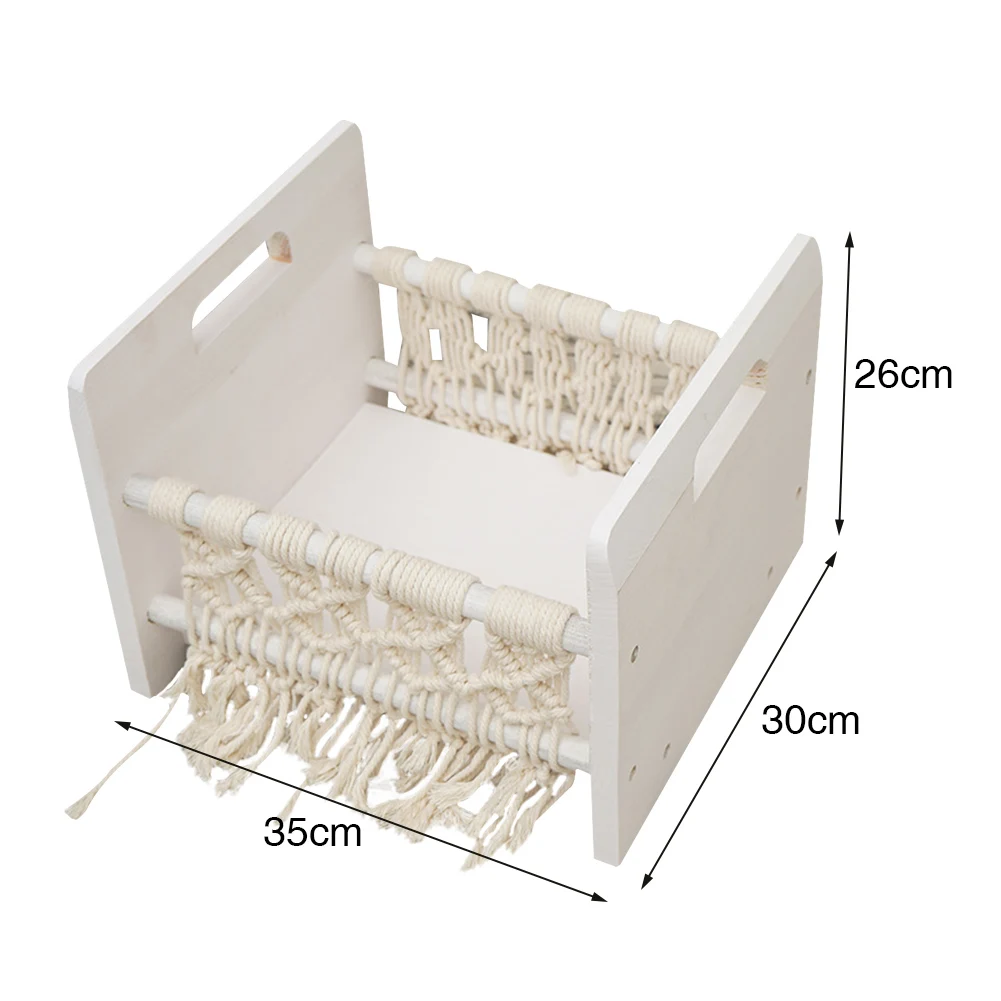Диван студийный новорожденный кровать деревянная маленькая детская тканая веревка фотография Реквизит позирует украшение ретро домашний фон детская кроватка