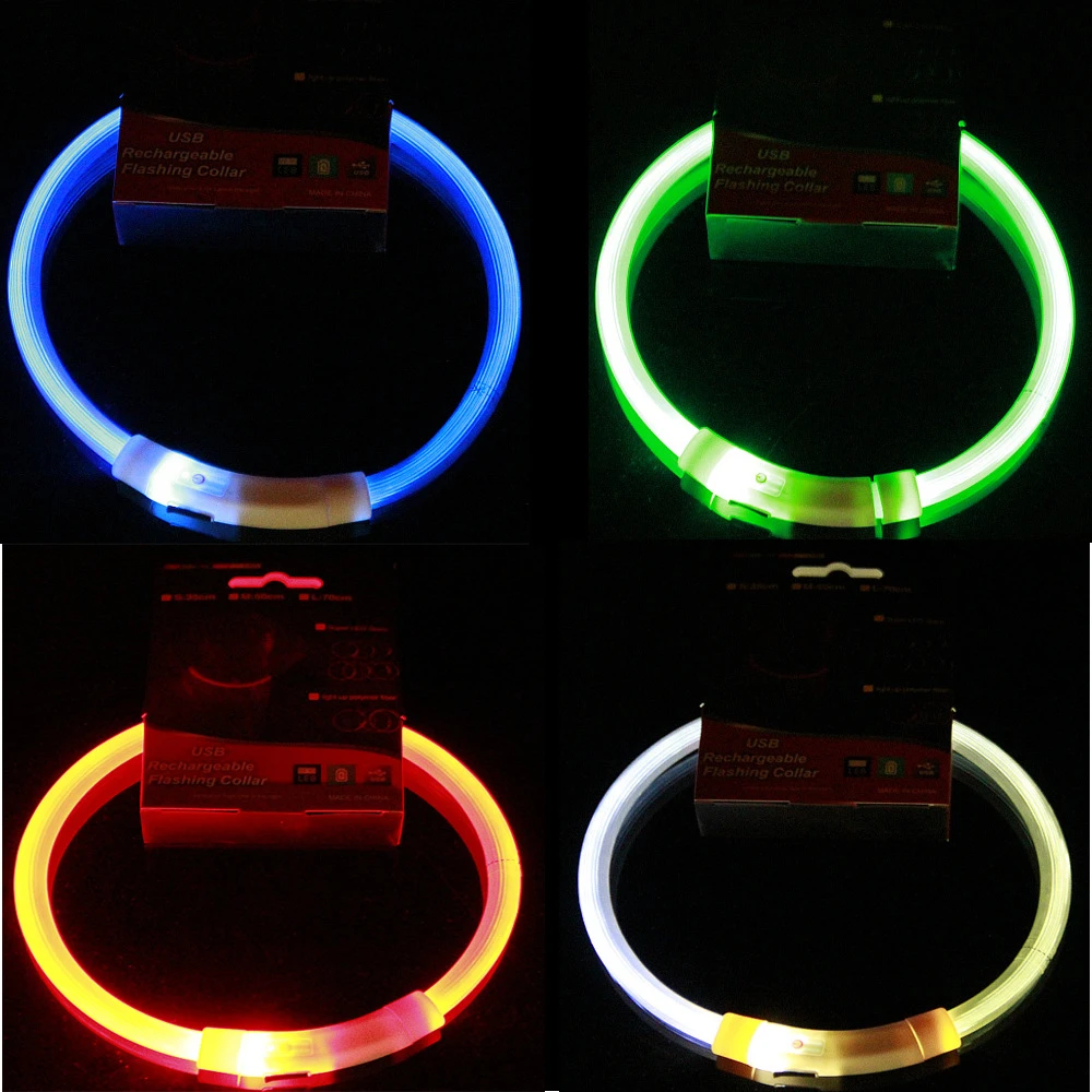 LED Pet Luminous Collar USB Charging Collar Teddy Anti Lost  Collar Dog Cat Accessories Supplies handmade dog collars