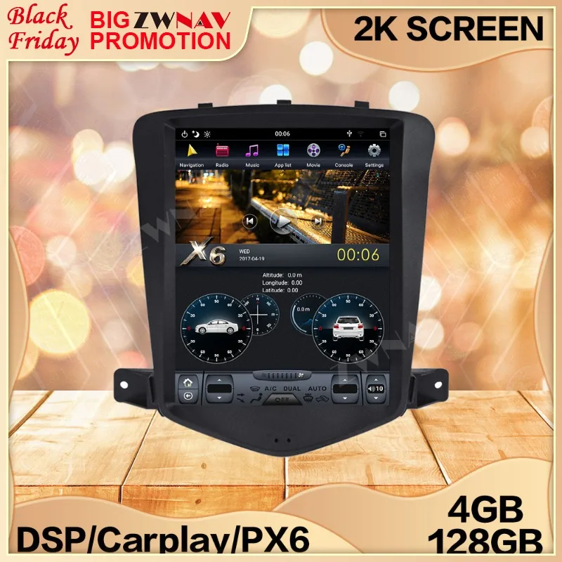 4 + 128G экран Тесла для Chevrolet CRUZE 2008 2009 2010 2011 2012 Android 9 мультимедийный GPS аудио рекордер
