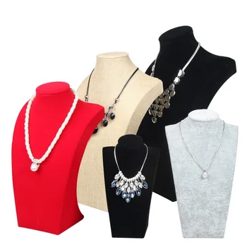 

H-0021 Women Lady Velvet PU Line Body Necklace Display Pedestal Jewelry Chain Holder Bust Stand Holder Necklace Jewelry Organize