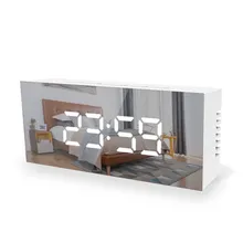 Mirror Digitale Wekker Snooze Wakker Night Modus Licht Tijd Temperatuur Display Led Klokken 5-Dag 6-dag Alarm Tafel Klok