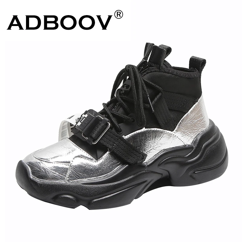 ADBOOV/Новинка; сезон осень-зима; женские кроссовки на платформе, увеличивающие рост; спортивная обувь на молнии с пряжкой; модная повседневная женская обувь