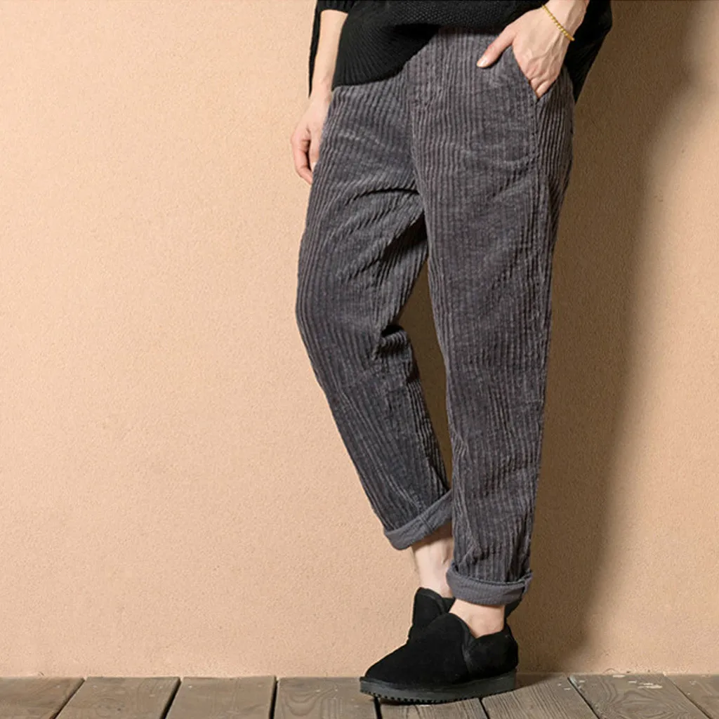 New Women's Harem Pants Autumn Winter Warm Corduroy High Waist Pants Plus Size Casual Pants Vintage Loose Trousers Femal#y2