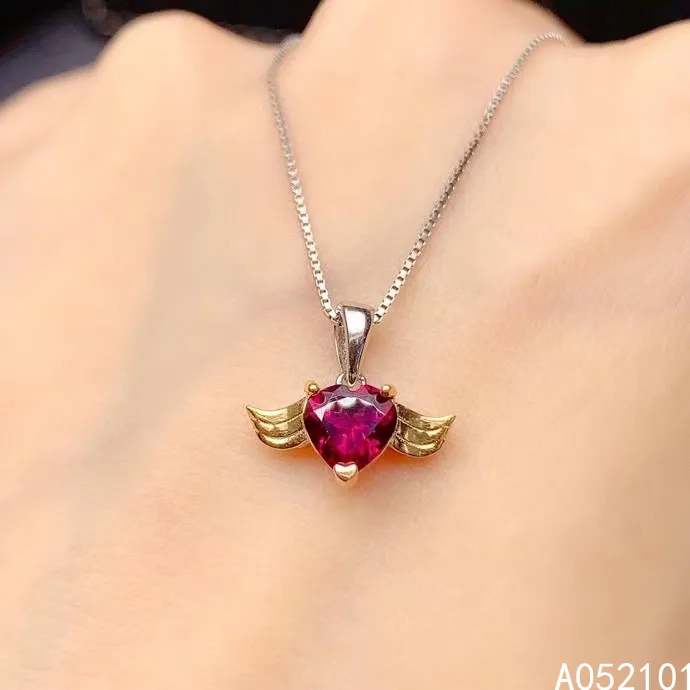 

KJJEAXCMY fine Jewelry 925 Sterling Silver Natural Garnet Girl vintage Pendant Necklace Support Test Chinese style hot selling