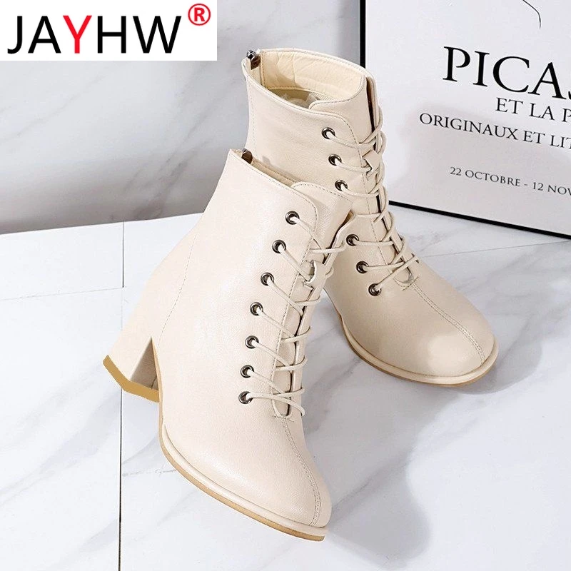 Jayhw Hot Sale Autumn Women Ankle Boots Winter New Pu Leather Feet Length Boots Woman Round Toe Chelsea Boots High Heel Boots Ankle Boots Aliexpress