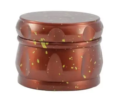 Измельчитель табака с золотыми точками, 4 цвета, диаметр 63 мм, цинковый сплав, форма барабана, фаска, вогнутая травяная шлифовальная машина, цветная дробилка для табака - Цвет: red