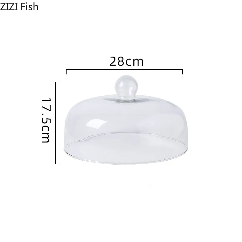1Pcs Transparent Round Glass Cover Dustproof Restaurant Hotel Fresh Food Cake Cover Chinese Style Durable Food Protective