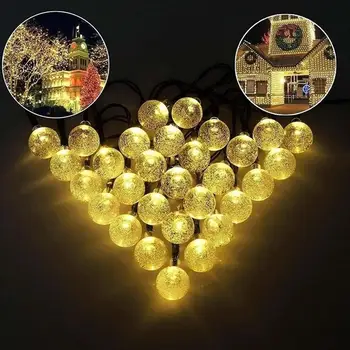 

Solar Patio Decoration Festival Fairy String Light Bubble Lights Creative Christmas Crystal Ball String Lights Durable Romantic