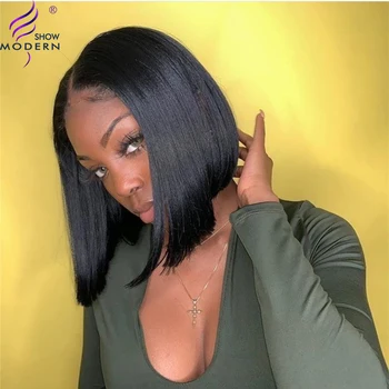 

Modern Show Short Straight Human Hair Full Machine Made Wig Brazilian Human Hair Non Lace Wig For Black Women Cheap Short Wig