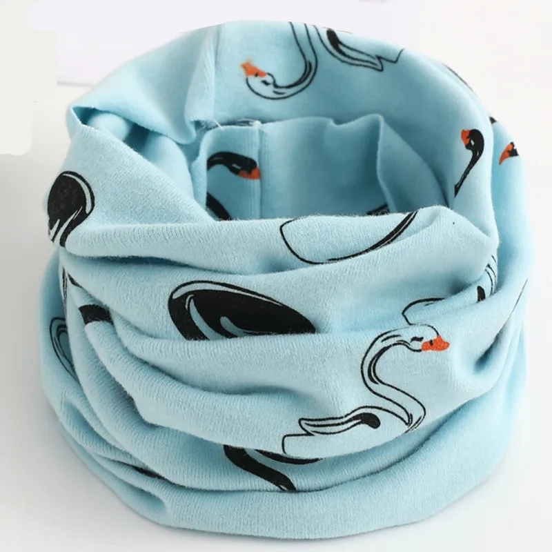 swan light blue Новинка; осенне-зимний детский шарф со звездами и сердечками; Детский шарф для мальчиков и девочек; хлопковый детский шейный платок; Детские шарфы - Цвет: swan light blue
