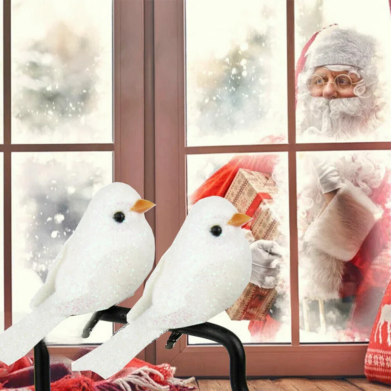 Christmas Decorations 12Pcs Clip-on Mini Fake Bird Xmas Tree Ornaments