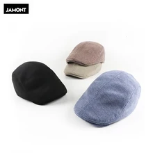JAMONT Street Casual Newsboy Beret Cap Men Plain Woolen Duckbill Visor Hats Young Women Elastic Ivy Caps Baker Boy Golf Hats