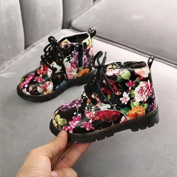 

Girls Boots Autumn PU Leather Kids Shoes Zip Flower Little Girl Toddler Baby Martin Boot 1 2 3 4 5 Years Old