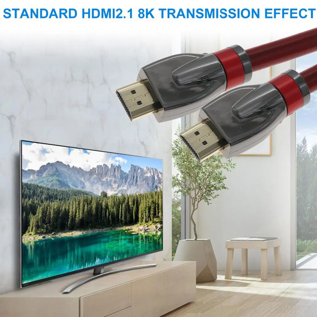 Кабель HDMI 2,1 8K 3D HDTV UHD высокоскоростной плетеный шнур для Xbox DVD плеера PC золотой плетеный кабель