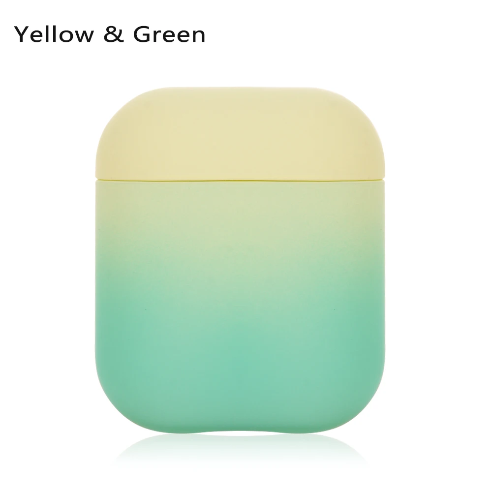 yellow green Чехол для AirPods, градиентный Радужный цвет, защитный жесткий чехол, Bluetooth, беспроводной чехол для наушников, для Air pods 2, чехол, аксессуары - Цвет: yellow green