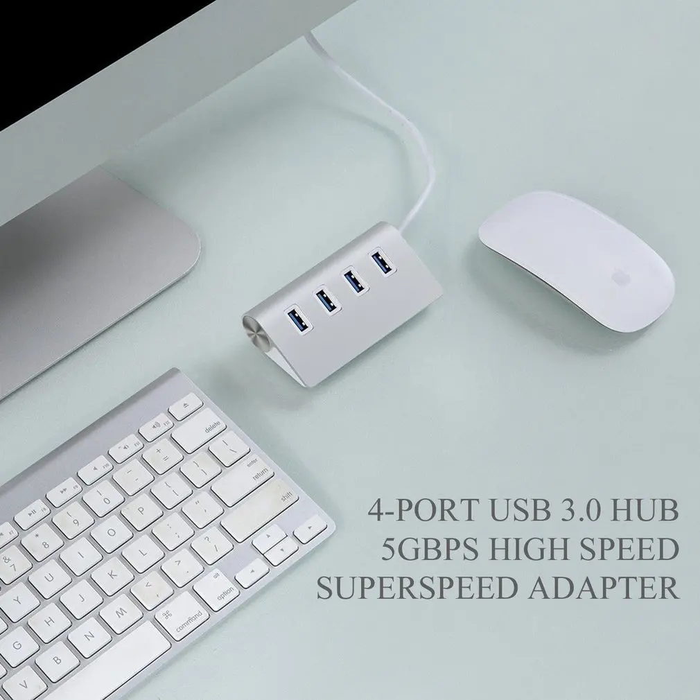 Алюминий 4 Порты и разъёмы USB 3,0 концентратор 5 Гбит/с, высокая супер Скорость Кабель-адаптер для портативных ПК сплиттер usb-хаб аксессуар для ноутбука