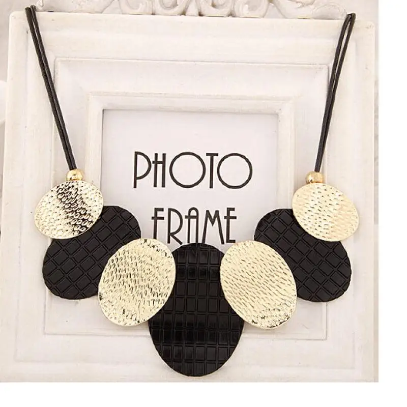 Колье ожерелье с овальными металлическими листами кулон колье Femme Bijoux женское массивное кожаное ожерелье s& Подвески