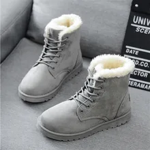 

2021 Women Winter Snow Boots Warm Flat Plus Size Platform Lace Up Ladies Women's Shoes New Flock Fur Suede Ankle Boots Female