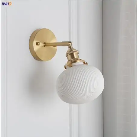 IWHD, скандинавский керамический светодиодный настенный светильник, зеркало для ванной комнаты, спальни, Современный японский стиль, винтажный настенный светильник, бра, светодиодный светильник Wandlamp ing - Цвет абажура: Copper