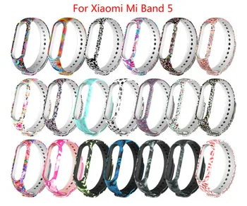 

For Xiaomi Mi Band 5 Watch Accessories Painted Pattern Personality Printing Silicone Strap Replacement For Mi Band 5 Wholesale