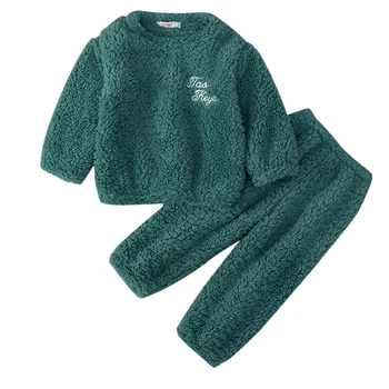 ULKNN-Pijama de invierno para niños, conjunto de pijamas de bebé para niña, forro polar cálido de cuello redondo, ropa Infantil para niño 2020