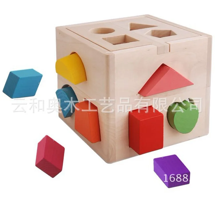 

Wooden Educational Toys 13 Hole Intelligence Box Early Education ENLIGHTEN Cognitive Shape Matching Building Blocks under 3-Year