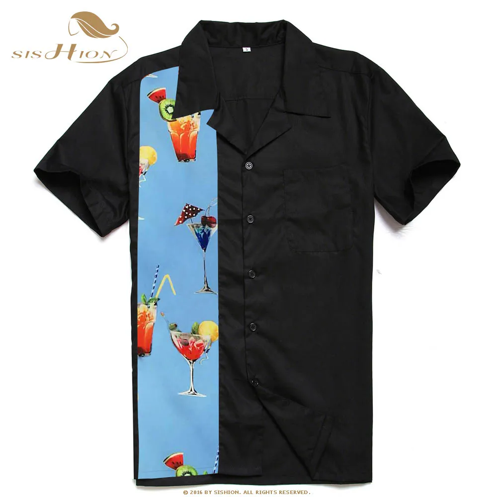Men Shirt ST110 Short Sleeve Rockabilly Cotton Casual Bowling Shirts camisa masculina casual short sleeved shirt short sleeved shirt