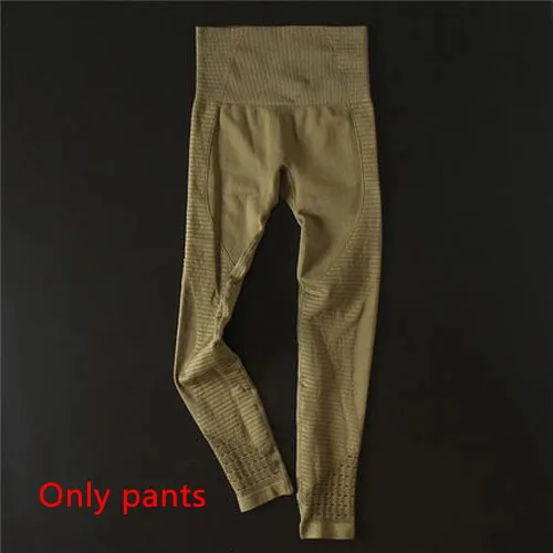 Armygreenpants 2 шт., бесшовный комплект для йоги, бюстгальтер на бретельках, леггинсы с высокой талией, женская одежда для тренажерного зала, фитнеса, тренировок, комплект леггинсов для йоги, спортивная одежда для бега - Цвет: Armygreenpants