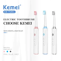 Kemei Sonic Tooth Brush Adult Automatic Electric Toothbrush USB Rechargeable with 3 Heads Replacement IPX7 Waterproof 3 Modes 2