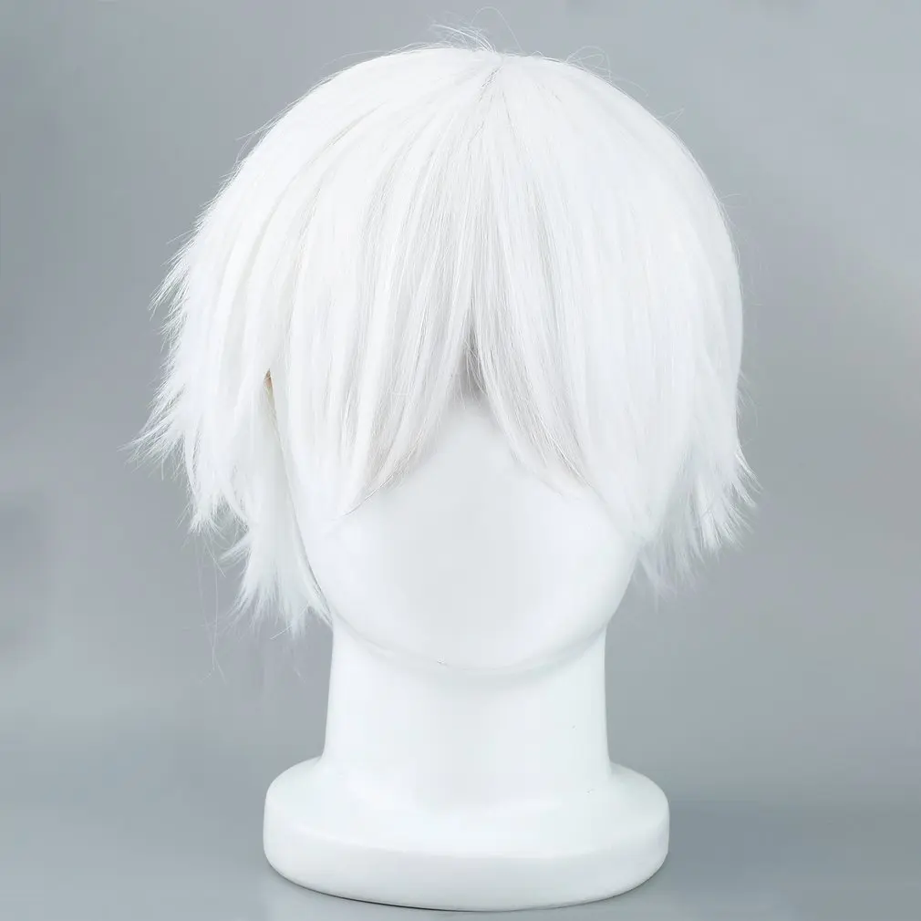 

Male White Synthetic Wig for Cosplaying Anime Characters Straight Short High Temperature Silk Hair for Cosplay Wigs