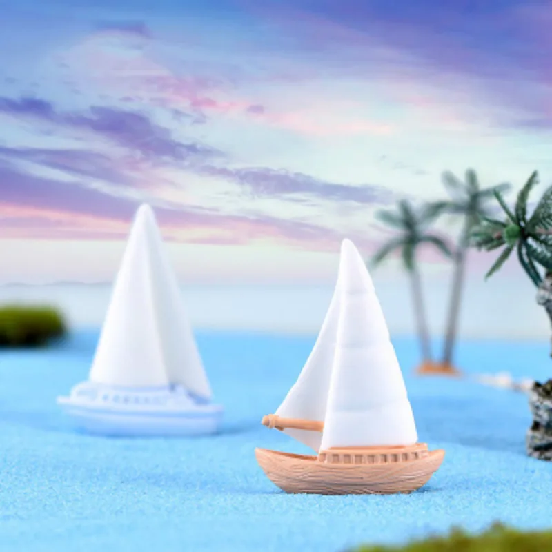 

Miniature christmas Beach Ocean Mermaid Whale tail Sailing yacht Lighthouse Dolphin Resin material Home decoration accessories