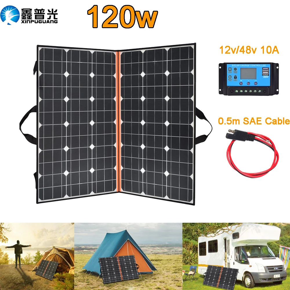 солнечная батарея на телефон панель 12v Складной набор солнечных панелей 100 Вт 120 150