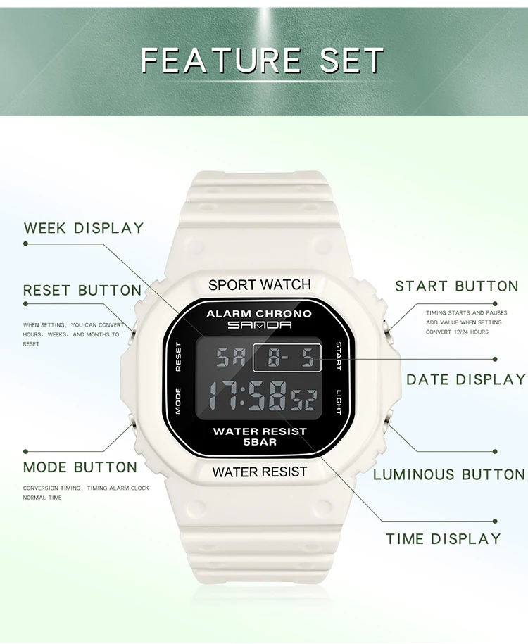 2020 Fashkon New Sanda White Women Sport Watch Matcha Green Waterproof Ladies Jelly Digital Watches Reloj Mujer Relogio Feminino