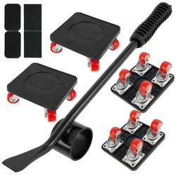 Ensemble de 5 éléments de levage de meubles, levage de Transport d'objets lourds, rouleau de déplacement à 4 roues avec barre de roue, outils de dispositif de déplacement 