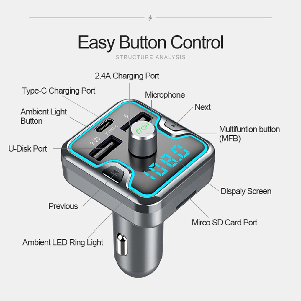 Автомобильный MP3-плеер Bluetooth fm-передатчик Hands-free автомобильный аудио-mp3 модулятор 1,1 дюймов дисплей 3.1A USB Автомобильное зарядное устройство