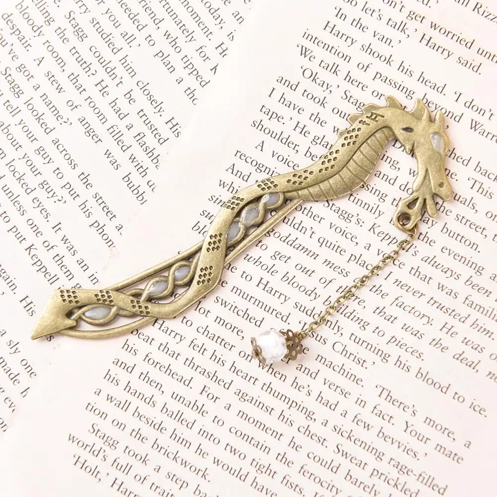 Creative Single Luminous Glow In The Dark Silver Dragon Shape Bookmarks Fashion Classics Petals Beads Free Bookmark