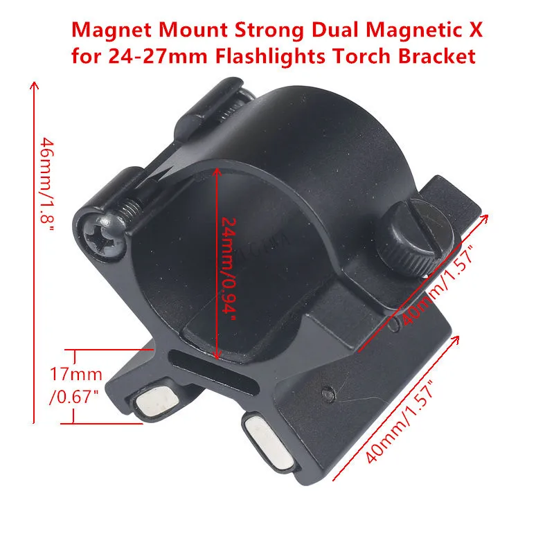 Магнитное крепление сильный двойной Магнитный X для 24-27 мм фонарики Факел Кронштейн Сфера пистолет бочки крепление Тактический с