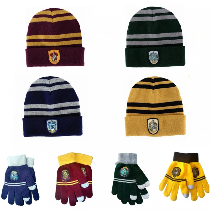 

Halloween Kids Gifts Hogwarts Magic School Scarf Gloves Hat Ties Gryffindor Hermione Long Scarf Slytherin Hufflepuff Cosplay