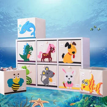 

Embroidery Storage Box Cartoon Animal Folding Large Laundry Basket Sundries Children Clothes Toys Book Storage organizer