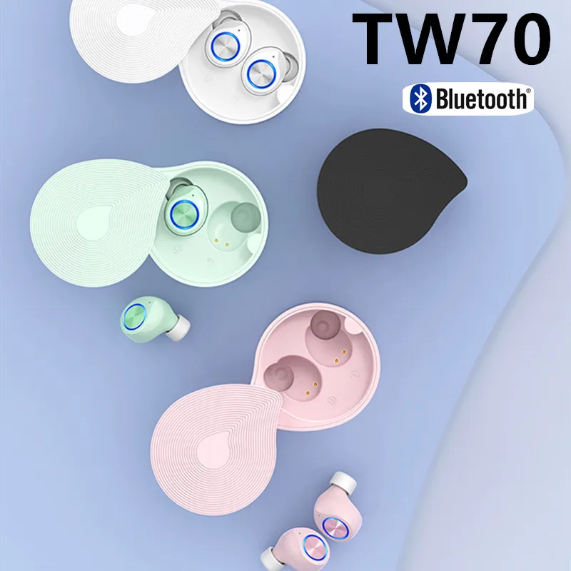 

TW70 Bluetooth5.0 Earphone Wireless Earbuds Hands free Business Driving Sport 5D stereo surround sound With charging box