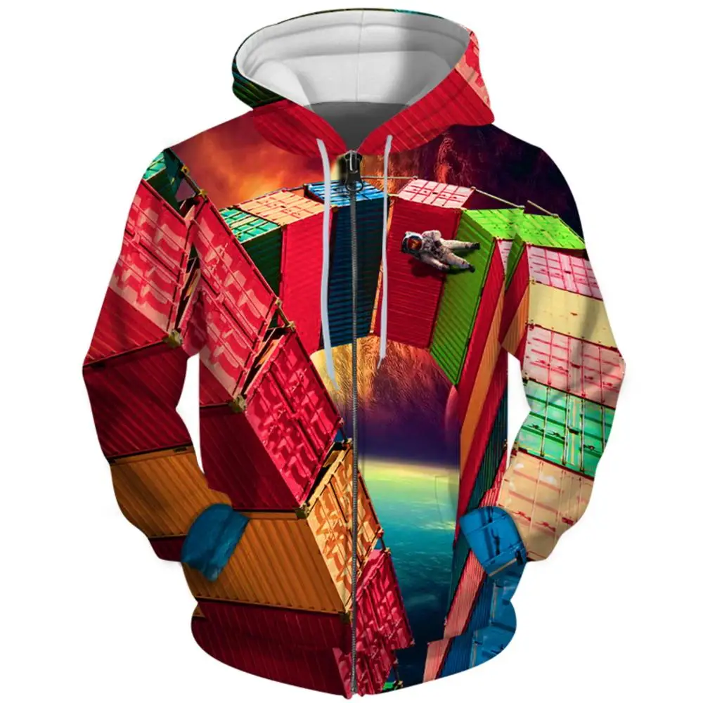 

Causal Stylish Men 3D Hoodies for Men Print Hoodie Sweatshirt Red Color 3D Zipper Hoodie for Autumn Winter