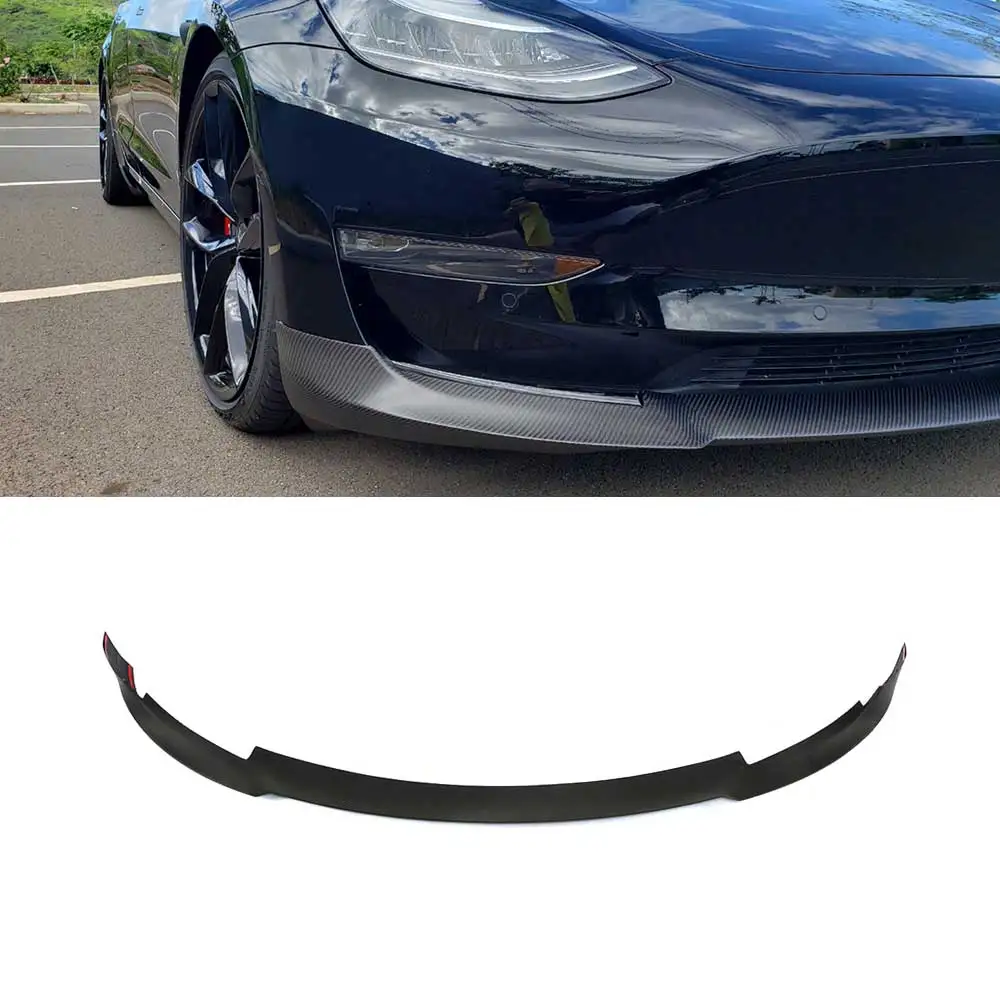 Для Tesla модель 3 база седан большой дальности седан 4-двери- углеродного волокна переднего бампера для губ сплиттеры спойлер - Цвет: Matte Carbon
